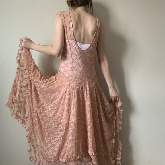 Free People Dresses & Skirts - Free People French Courtship Slip Boho pink foil
